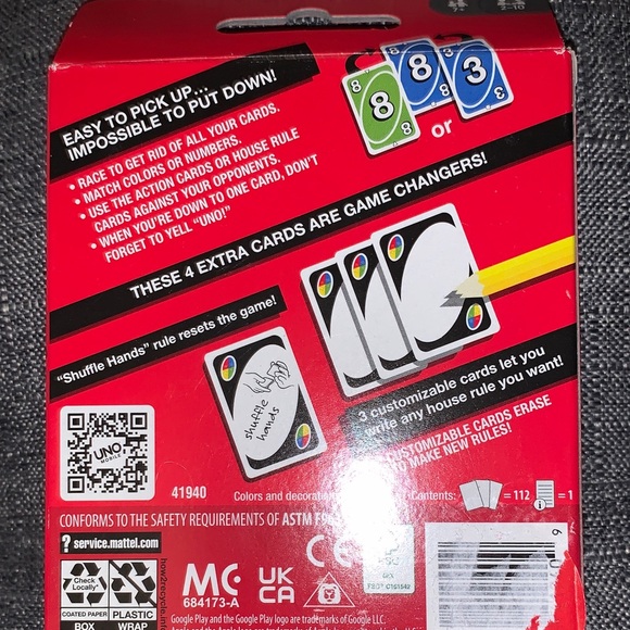 NEW- Mattel UNO Card Game with Customizable Wild Cards. 4/$20 - Picture 2 of 4